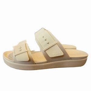 CROCS Brooklyn Cream Slide Sandals Streetwear Resortwear Beach